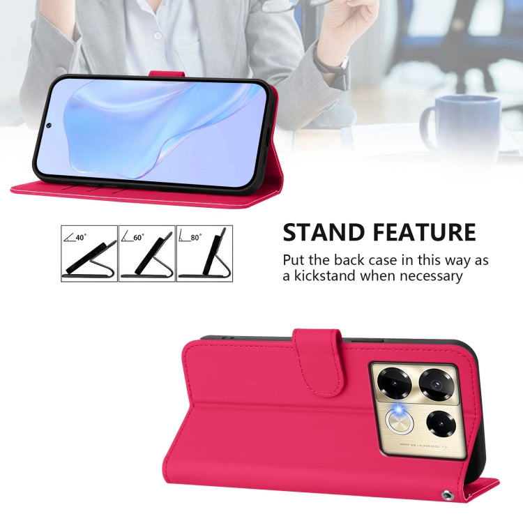 For Infinix Note 40 Pro 4G Skin Feel Solid Color Leather Phone Case with Lanyard