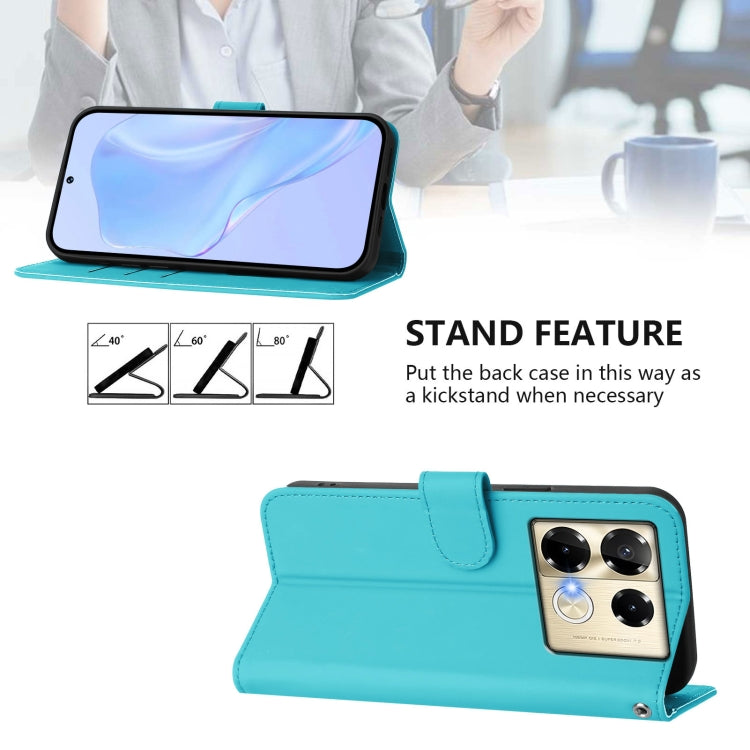 For Infinix Note 40 Pro 4G Skin Feel Solid Color Leather Phone Case with Lanyard