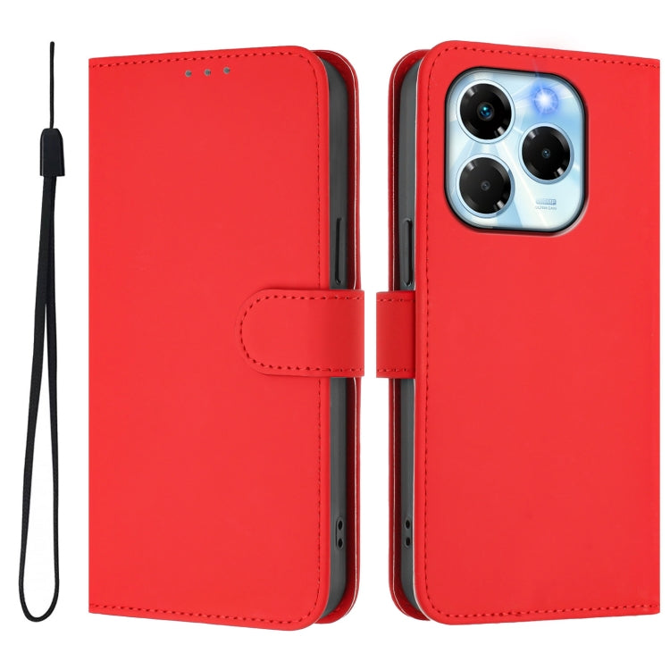 For Infinix Note 40X 5G Skin Feel Solid Color Leather Phone Case with Lanyard