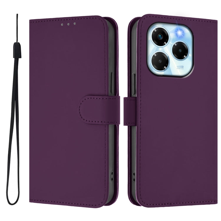 For Infinix Note 40X 5G Skin Feel Solid Color Leather Phone Case with Lanyard