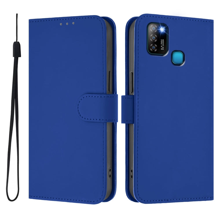 For Infinix Smart 5 Skin Feel Solid Color Leather Phone Case with Lanyard