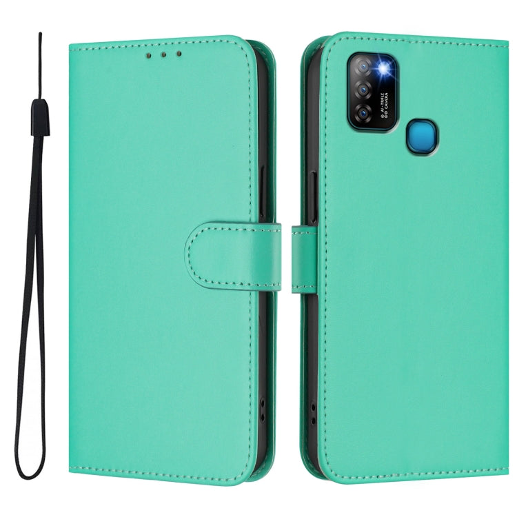 For Infinix Smart 5 Skin Feel Solid Color Leather Phone Case with Lanyard