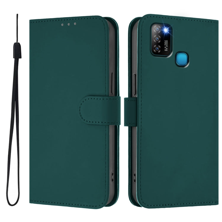 For Infinix Smart 5 Skin Feel Solid Color Leather Phone Case with Lanyard