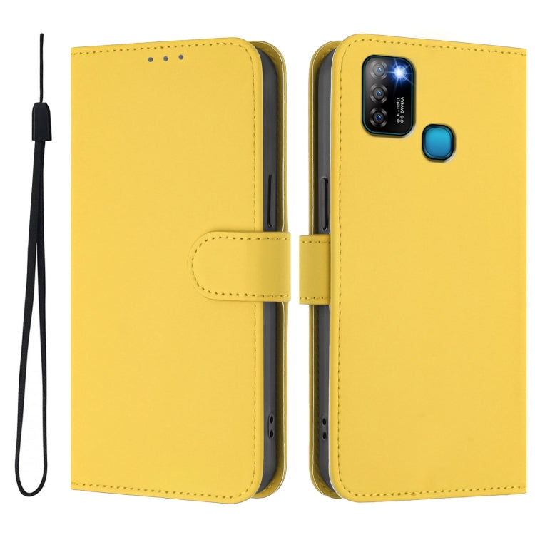 For Infinix Smart 5 Skin Feel Solid Color Leather Phone Case with Lanyard