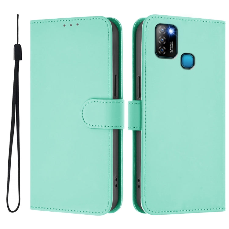 For Infinix Smart 5 Skin Feel Solid Color Leather Phone Case with Lanyard