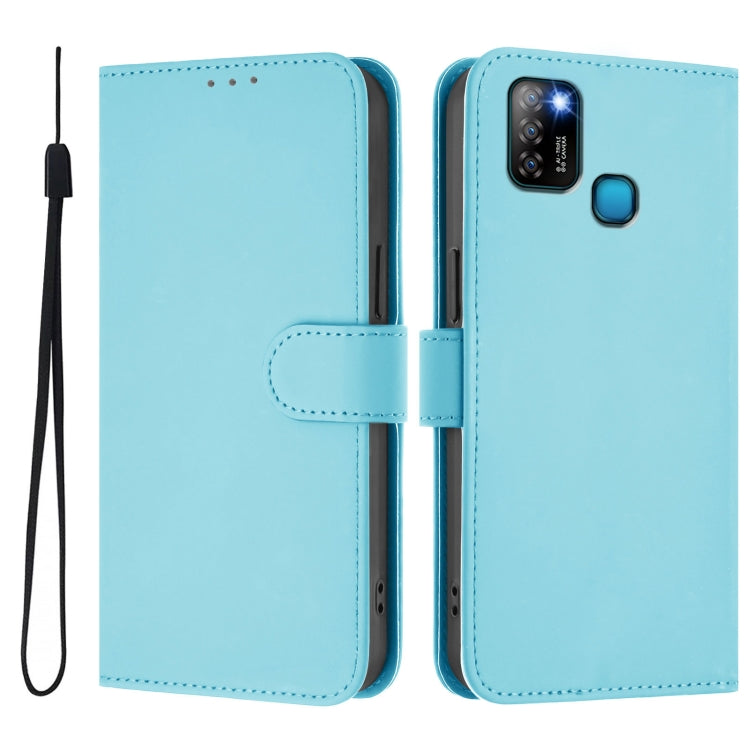 For Infinix Smart 5 Skin Feel Solid Color Leather Phone Case with Lanyard