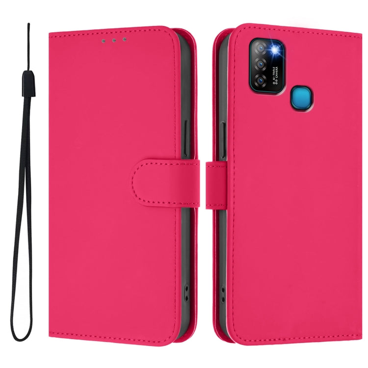 For Infinix Smart 5 Skin Feel Solid Color Leather Phone Case with Lanyard