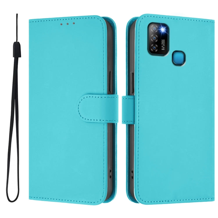 For Infinix Smart 5 Skin Feel Solid Color Leather Phone Case with Lanyard