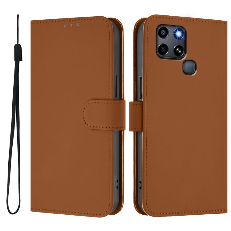 For Infinix Smart 6 / 6 Plus Skin Feel Solid Color Leather Phone Case with Lanyard