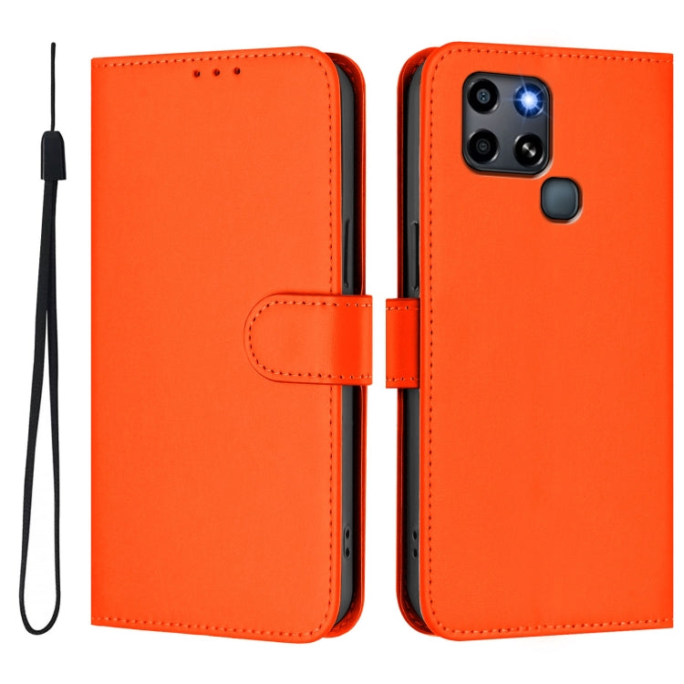 For Infinix Smart 6 / 6 Plus Skin Feel Solid Color Leather Phone Case with Lanyard