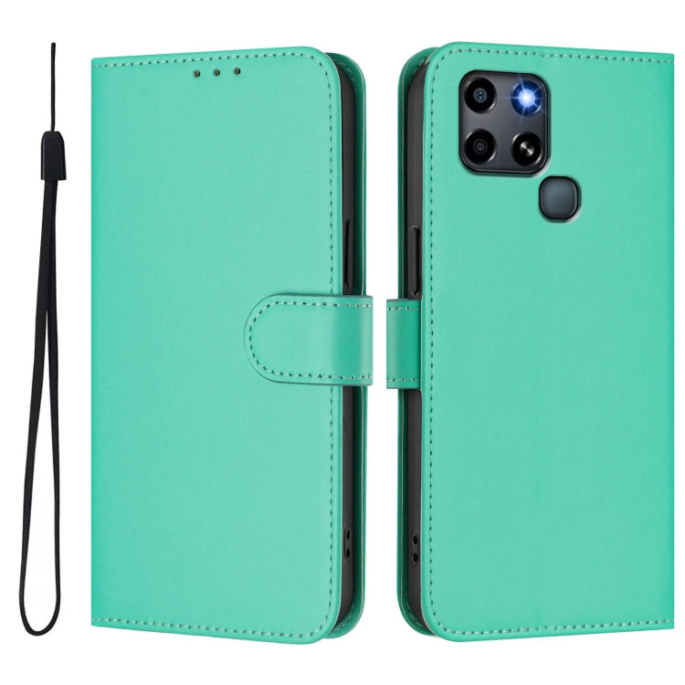 For Infinix Smart 6 / 6 Plus Skin Feel Solid Color Leather Phone Case with Lanyard