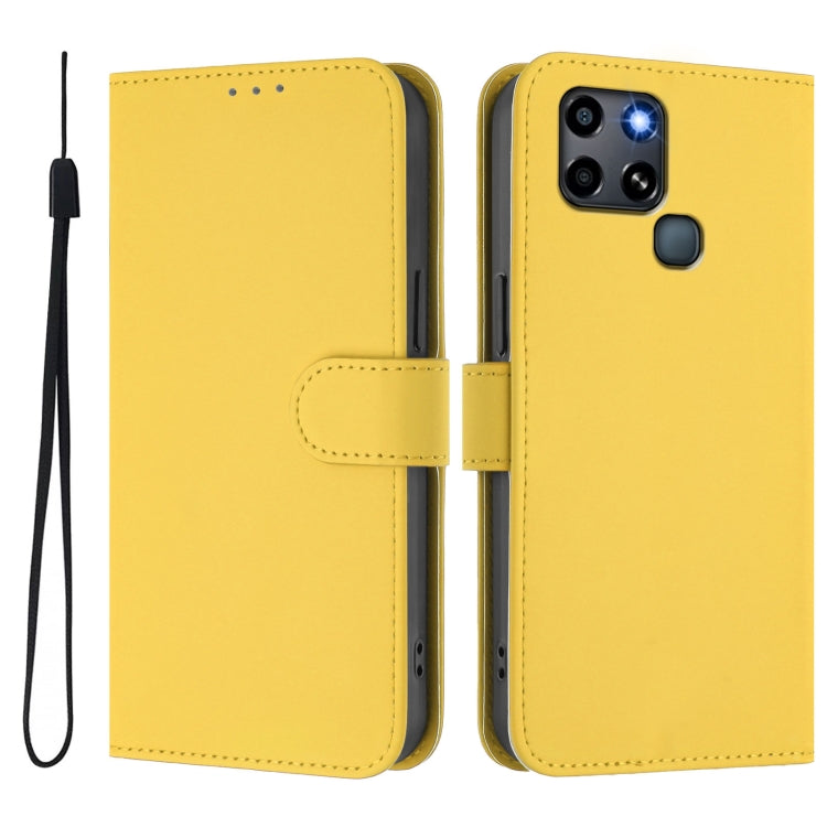 For Infinix Smart 6 / 6 Plus Skin Feel Solid Color Leather Phone Case with Lanyard