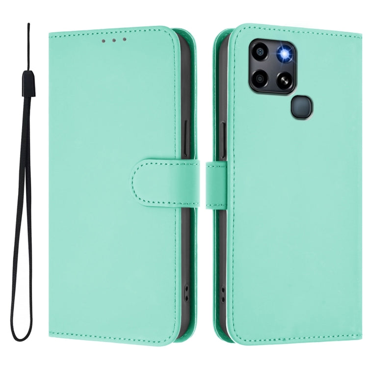 For Infinix Smart 6 / 6 Plus Skin Feel Solid Color Leather Phone Case with Lanyard
