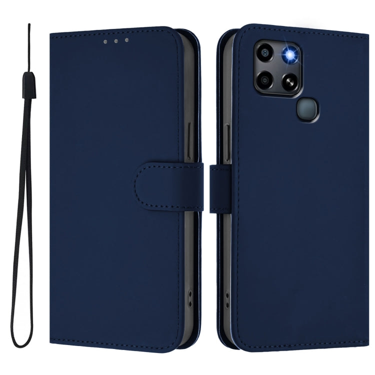 For Infinix Smart 6 / 6 Plus Skin Feel Solid Color Leather Phone Case with Lanyard