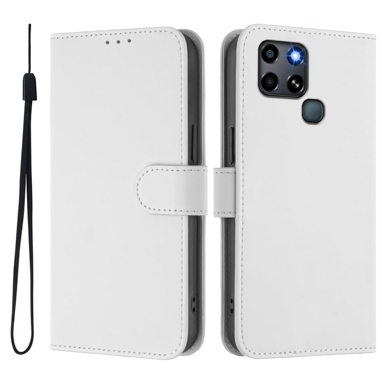 For Infinix Smart 6 / 6 Plus Skin Feel Solid Color Leather Phone Case with Lanyard