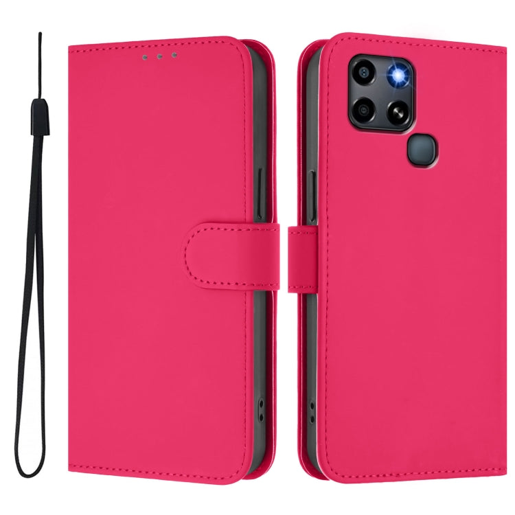 For Infinix Smart 6 / 6 Plus Skin Feel Solid Color Leather Phone Case with Lanyard