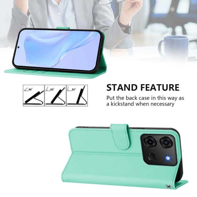 For Infinix Smart 7 India Skin Feel Solid Color Leather Phone Case with Lanyard
