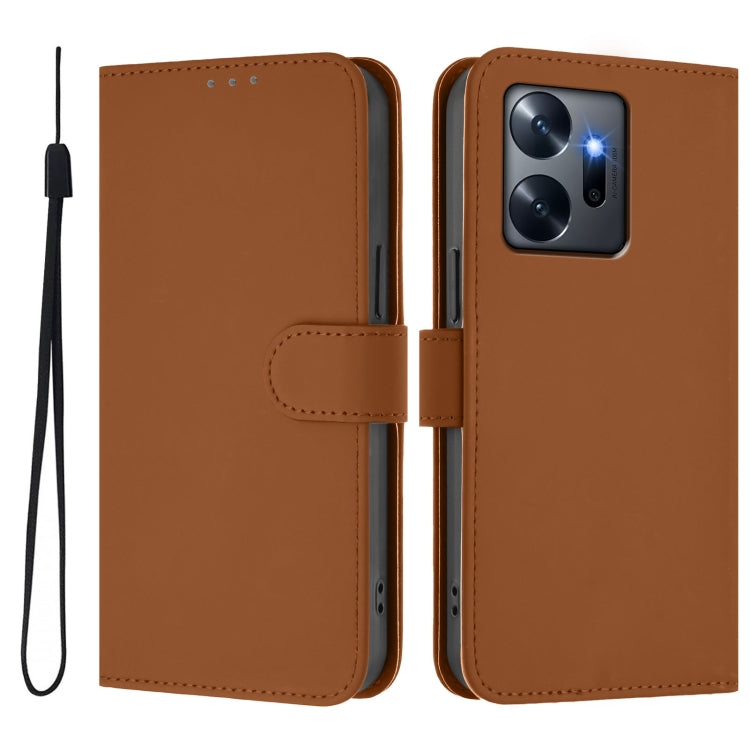 For Infinix Zero 20 Skin Feel Solid Color Leather Phone Case with Lanyard