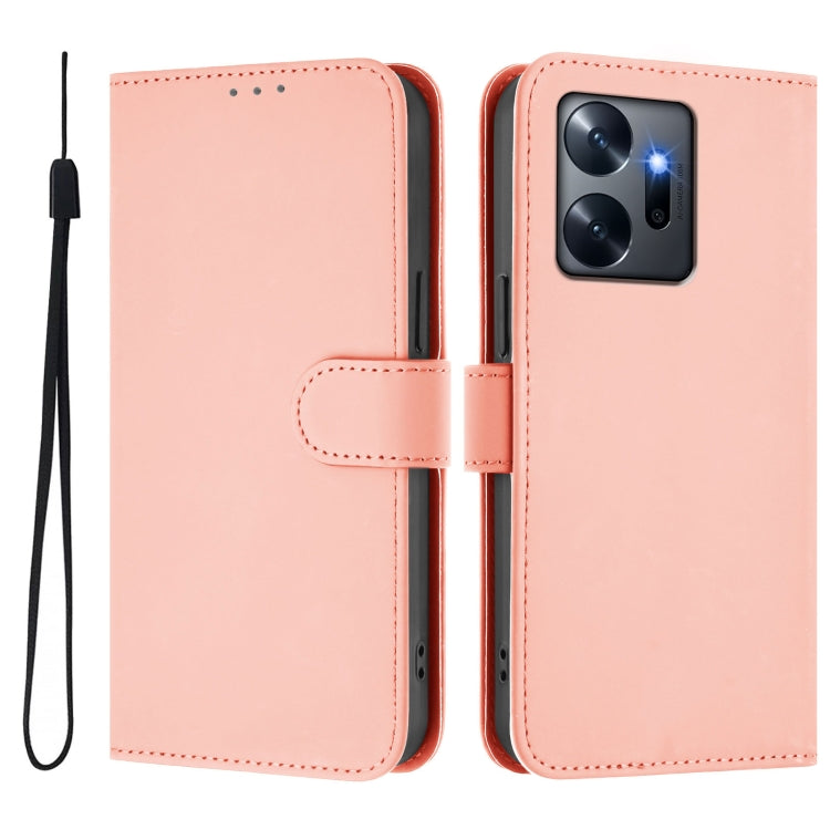 For Infinix Zero 20 Skin Feel Solid Color Leather Phone Case with Lanyard