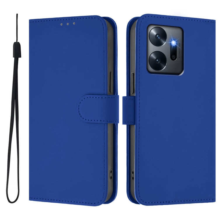 For Infinix Zero 20 Skin Feel Solid Color Leather Phone Case with Lanyard