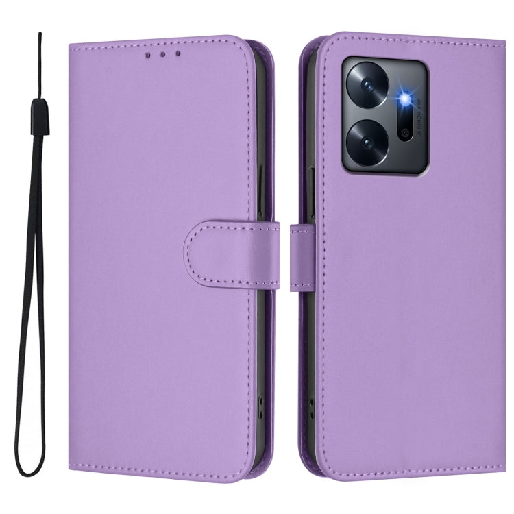 For Infinix Zero 20 Skin Feel Solid Color Leather Phone Case with Lanyard