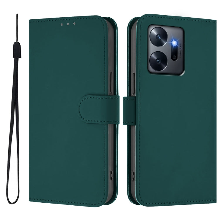 For Infinix Zero 20 Skin Feel Solid Color Leather Phone Case with Lanyard