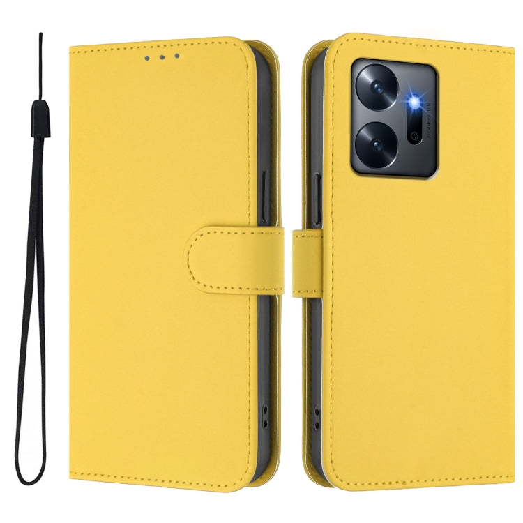 For Infinix Zero 20 Skin Feel Solid Color Leather Phone Case with Lanyard