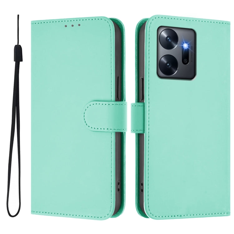 For Infinix Zero 20 Skin Feel Solid Color Leather Phone Case with Lanyard