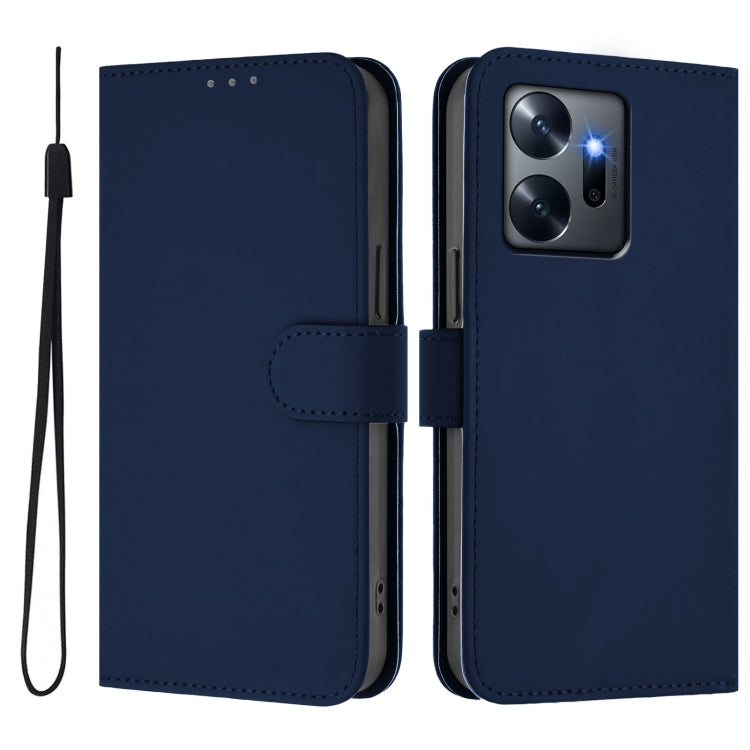 For Infinix Zero 20 Skin Feel Solid Color Leather Phone Case with Lanyard