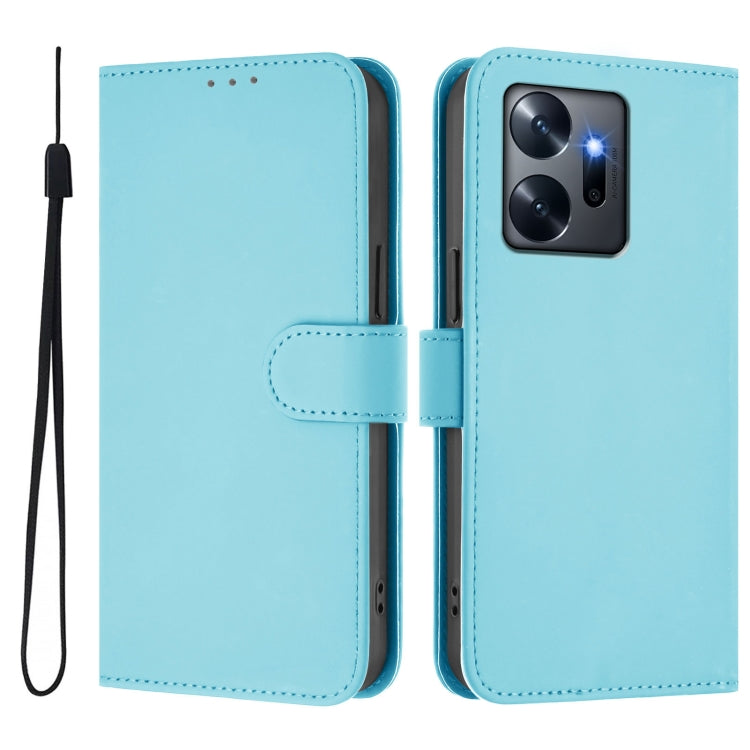 For Infinix Zero 20 Skin Feel Solid Color Leather Phone Case with Lanyard
