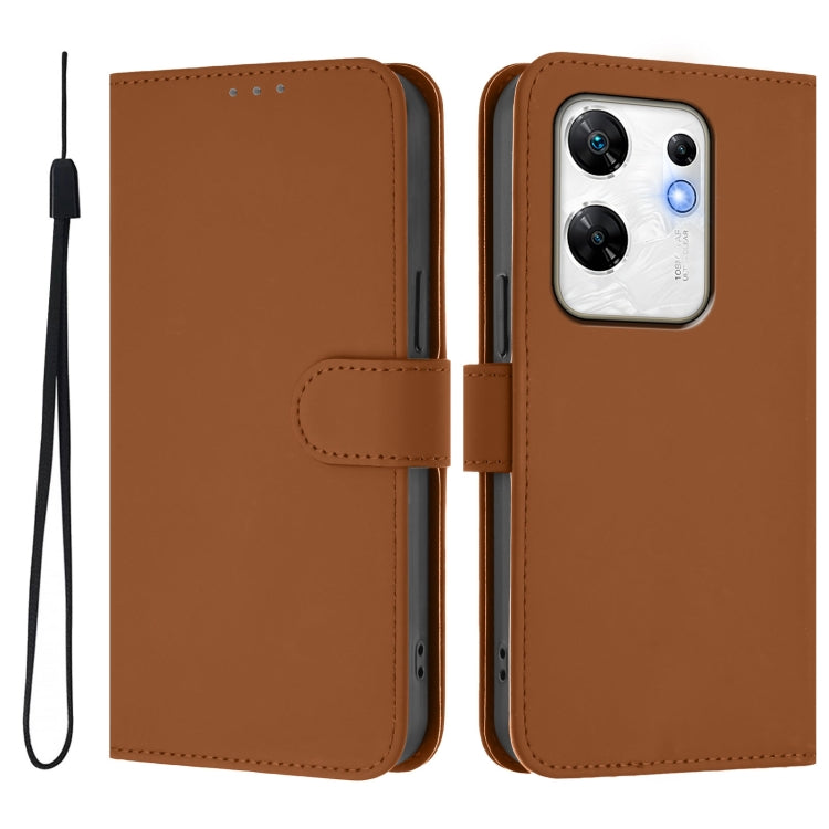 For Infinix Zero 30 4G Skin Feel Solid Color Leather Phone Case with Lanyard