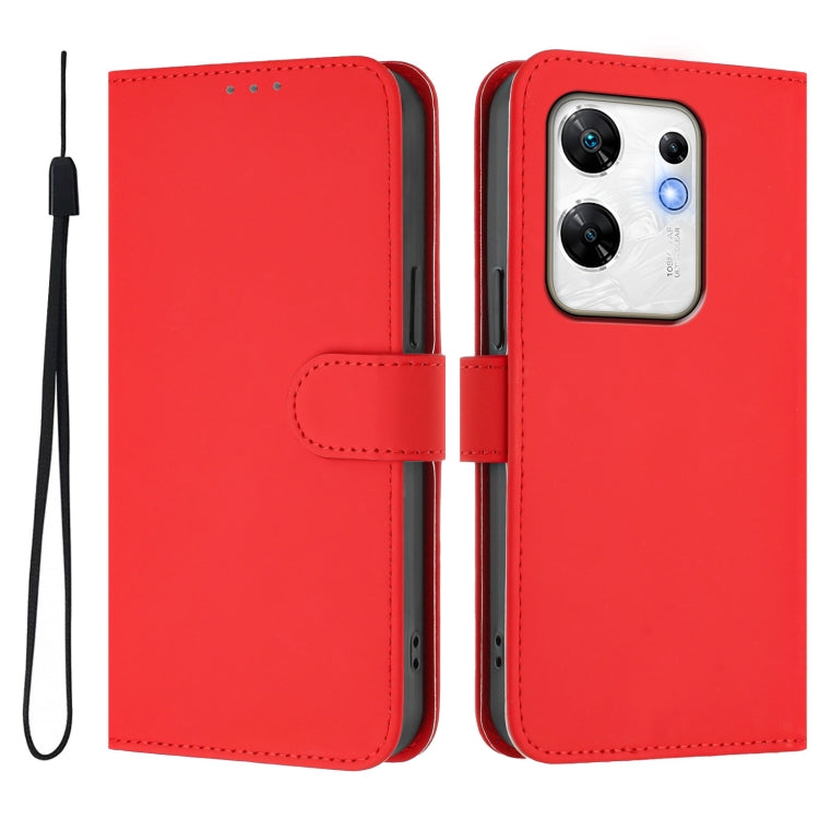 For Infinix Zero 30 4G Skin Feel Solid Color Leather Phone Case with Lanyard