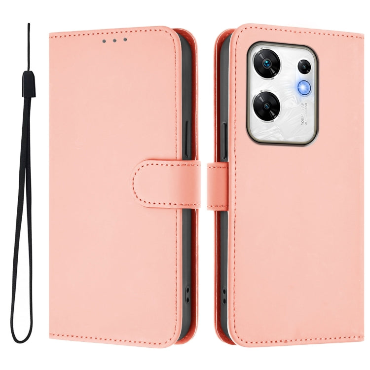 For Infinix Zero 30 4G Skin Feel Solid Color Leather Phone Case with Lanyard