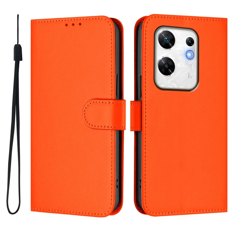 For Infinix Zero 30 4G Skin Feel Solid Color Leather Phone Case with Lanyard