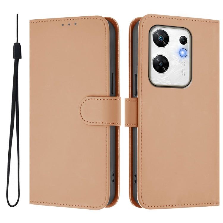 For Infinix Zero 30 4G Skin Feel Solid Color Leather Phone Case with Lanyard