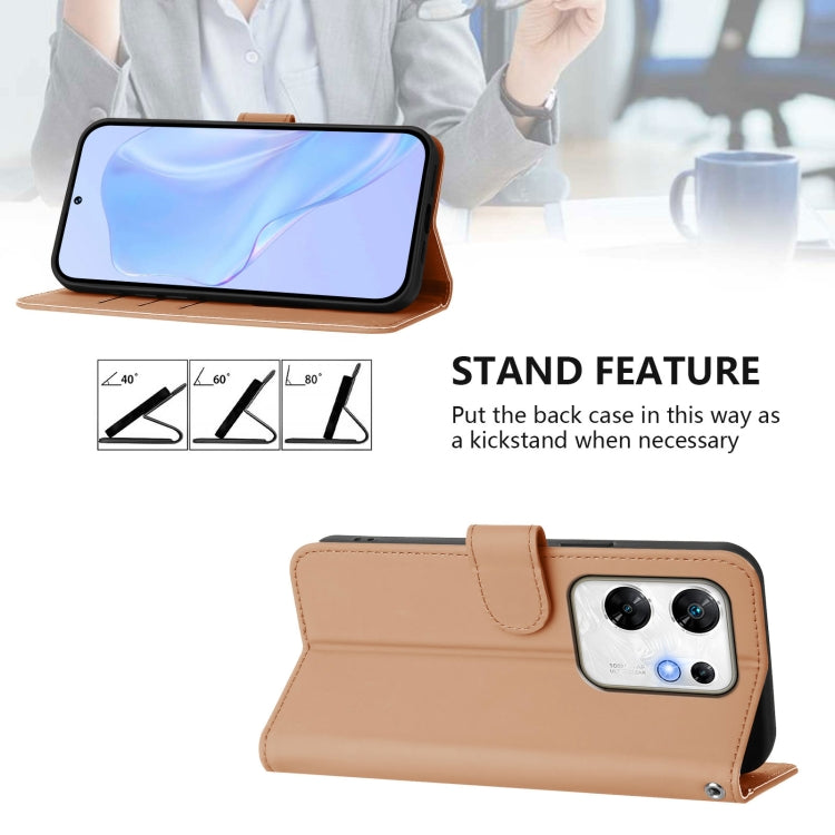 For Infinix Zero 30 4G Skin Feel Solid Color Leather Phone Case with Lanyard