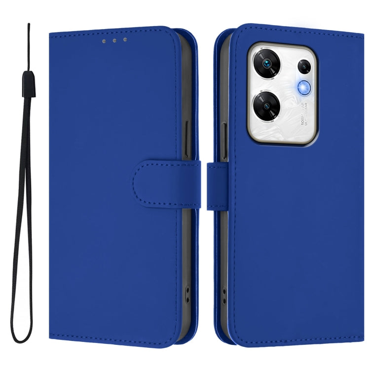 For Infinix Zero 30 4G Skin Feel Solid Color Leather Phone Case with Lanyard