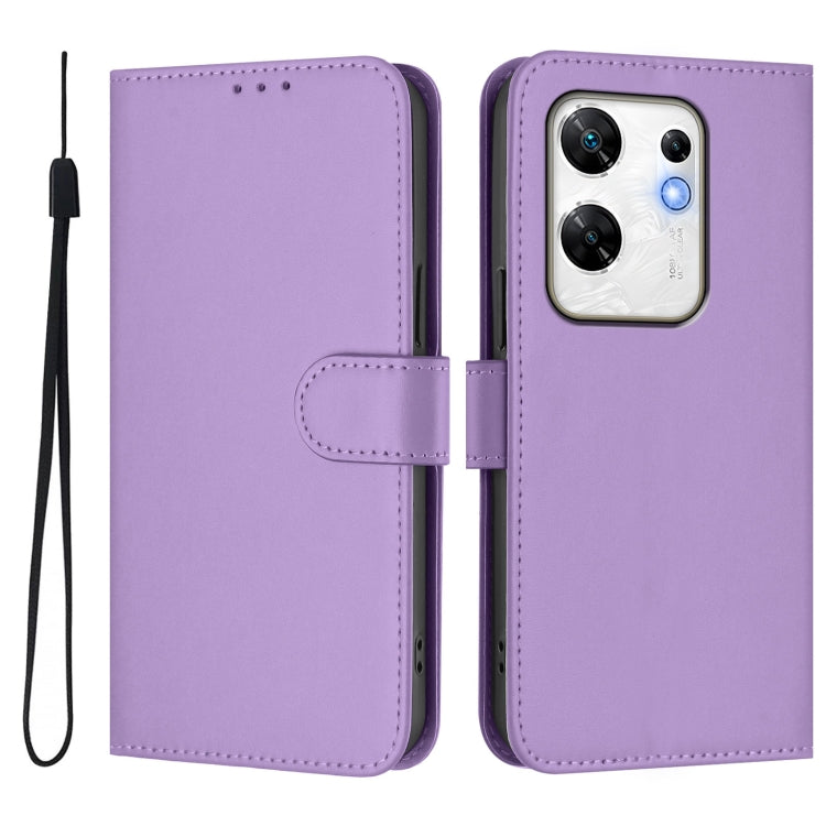 For Infinix Zero 30 4G Skin Feel Solid Color Leather Phone Case with Lanyard