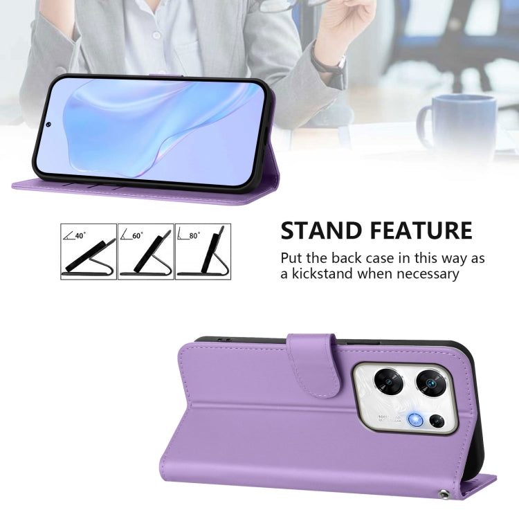 For Infinix Zero 30 4G Skin Feel Solid Color Leather Phone Case with Lanyard