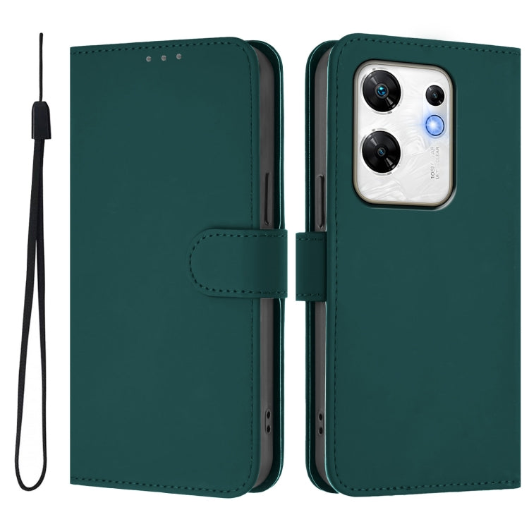 For Infinix Zero 30 4G Skin Feel Solid Color Leather Phone Case with Lanyard