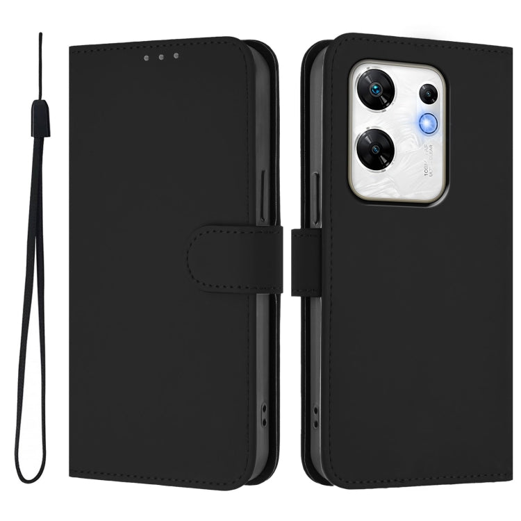 For Infinix Zero 30 4G Skin Feel Solid Color Leather Phone Case with Lanyard