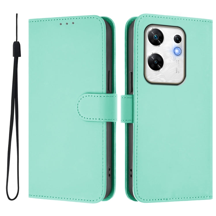 For Infinix Zero 30 4G Skin Feel Solid Color Leather Phone Case with Lanyard