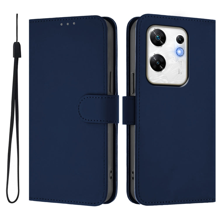 For Infinix Zero 30 4G Skin Feel Solid Color Leather Phone Case with Lanyard