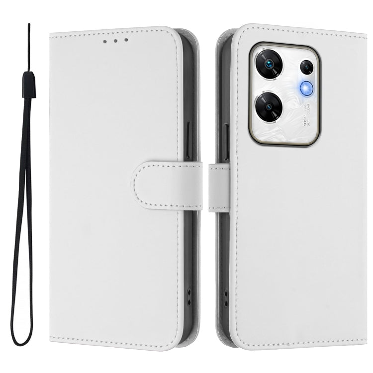 For Infinix Zero 30 4G Skin Feel Solid Color Leather Phone Case with Lanyard