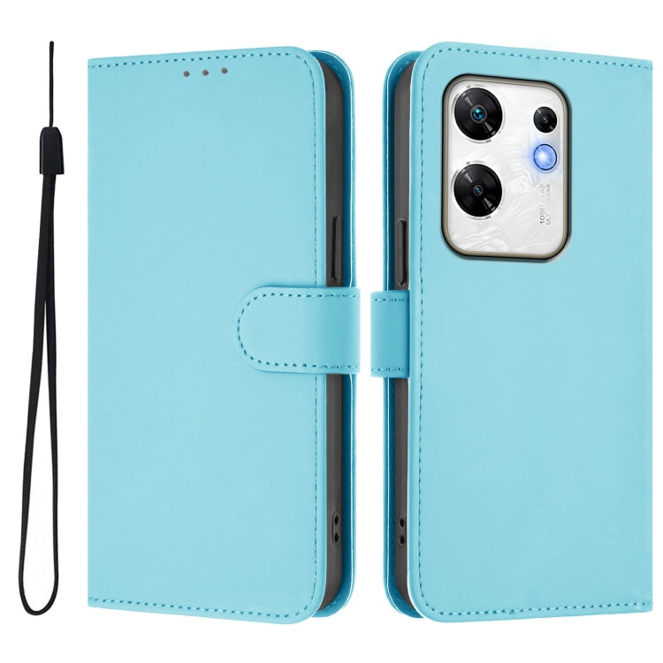 For Infinix Zero 30 4G Skin Feel Solid Color Leather Phone Case with Lanyard