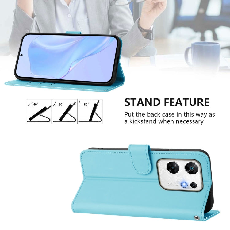 For Infinix Zero 30 4G Skin Feel Solid Color Leather Phone Case with Lanyard