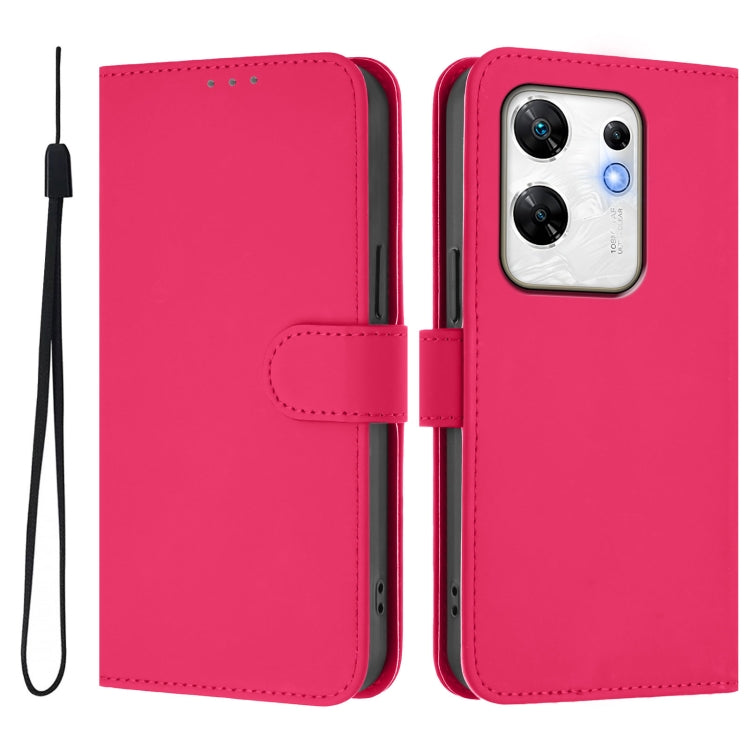 For Infinix Zero 30 4G Skin Feel Solid Color Leather Phone Case with Lanyard