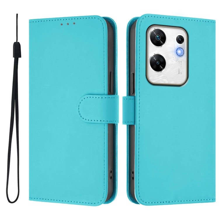 For Infinix Zero 30 4G Skin Feel Solid Color Leather Phone Case with Lanyard