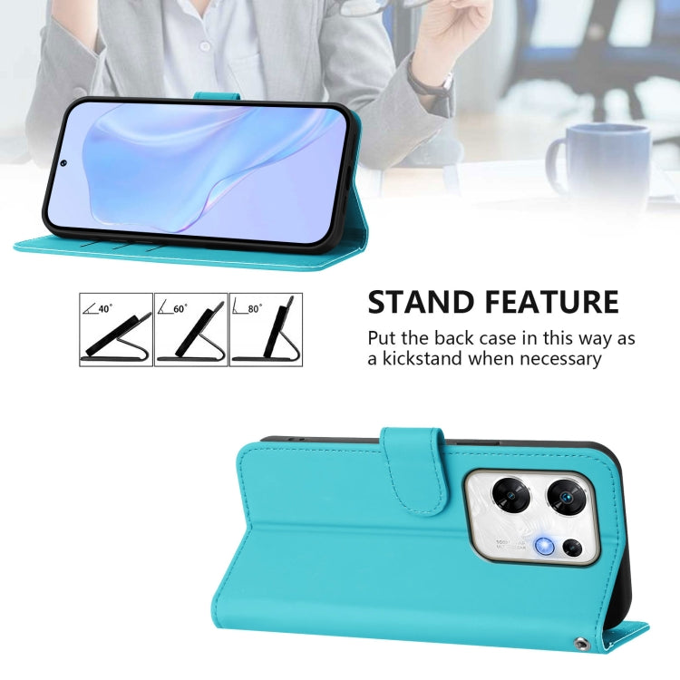 For Infinix Zero 30 4G Skin Feel Solid Color Leather Phone Case with Lanyard