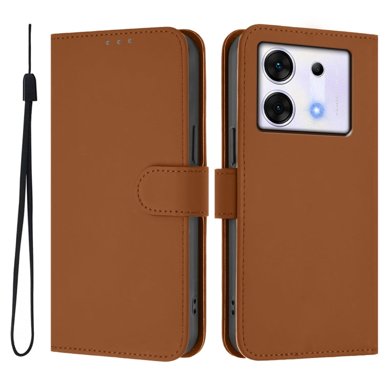 For Infinix Zero 30 5G Skin Feel Solid Color Leather Phone Case with Lanyard